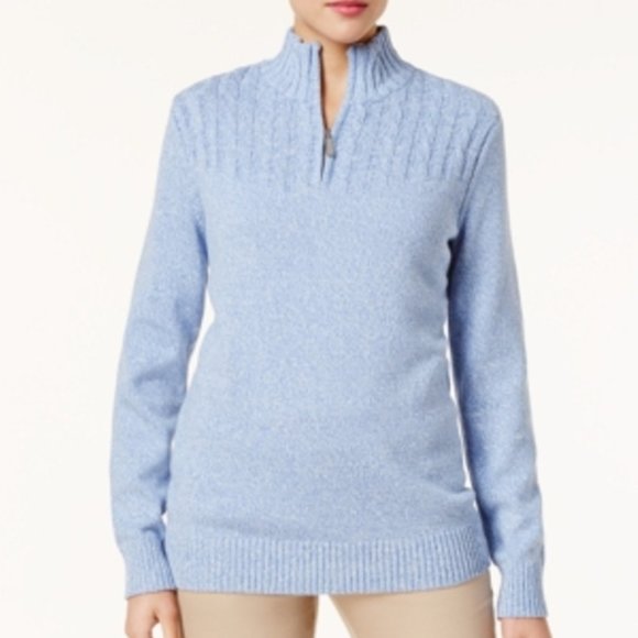 Karen Scott Sweaters | Karen Scott Cotton Zip-Up Mock Neck Sweater Blue | Color: Blue | Size: XL | Made_In_Moda's Closet